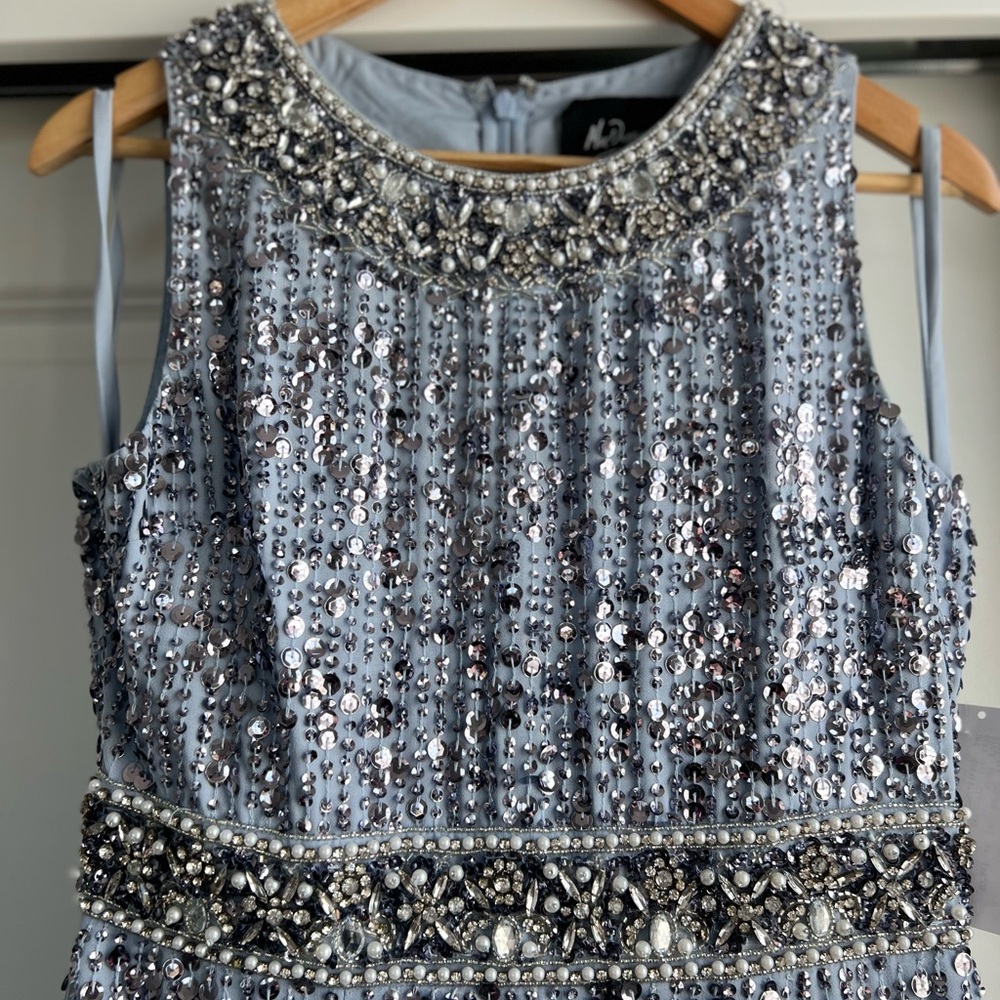 Elegant Blue & Silver Sequin Dress
